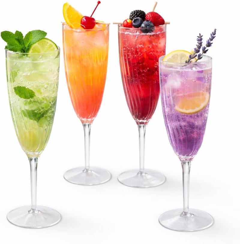 Oojami كؤوس شامبانيا بلاستيكية شفافة سعة 6 أونصات - عبوة 24 قطعة - كؤوس شامبانيا بلاستيكية صلبة يمكن التخلص منها - مثالية للحفلات والأعراس والتصفيق وشرب الشامبانيا - مستلزمات حفلات قابلة لإعادة الاستخدام - Image 1